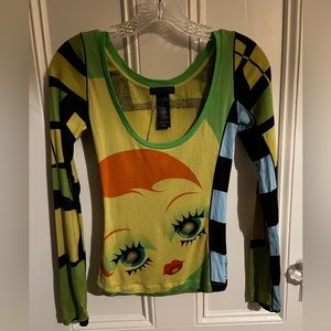 Custo Barcelona Graphic Scoop neck L/S top, size 1